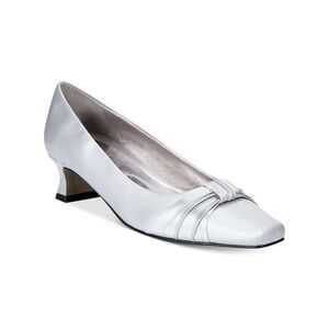 EASY STREET ALIVE AT 5 Womens Silver Waive Toe Flare Slip On Pumps Shoes 7.5 W